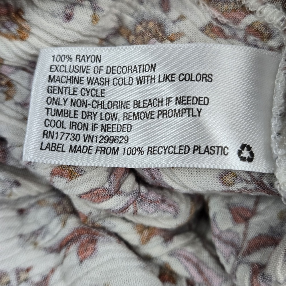 Knox Rose Women Dress M Cream Floral Midi Blouson Boho Cottagecore Tasseled - Picture 4 of 9
